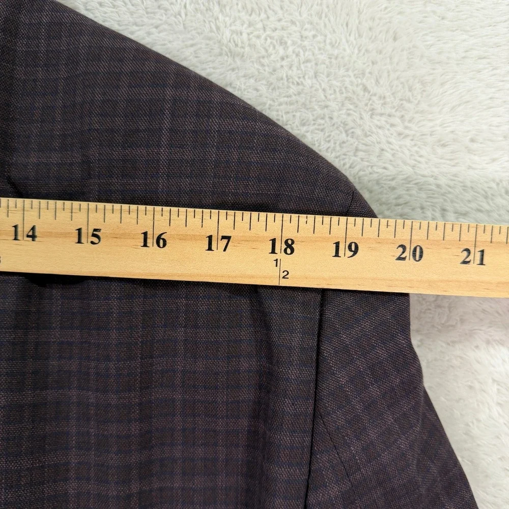 NEW Tommy Hilfiger Mens 46R Blazer Maroon Blue Plaid Micro Check 2 Button Jacket